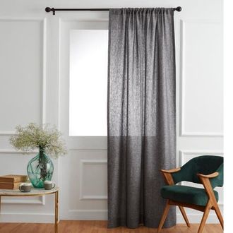 Solino Home Linen Curtain with Light Filtering Rod Pocket for Living Room, Bedroom in Chambray Black at Nordstrom, Size Large