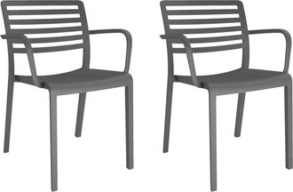 Resol Set 2 Sillas Con Brazos Interior, Exterior Gris Oscuro Lama Resol