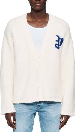 Purple Relaxed Fit Intarsia Logo Cardigan in Off White at Nordstrom Rack, Size Xx-Large