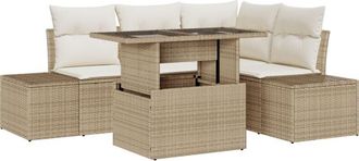 vidaXL Garden Sofa Set with Storage 5 pcs Beige Poly rattan Vidaxl