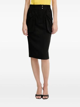 Pinko elasticated cotton midi skirt - Black