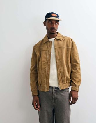 Asos bomber oversize in vera pelle marrone