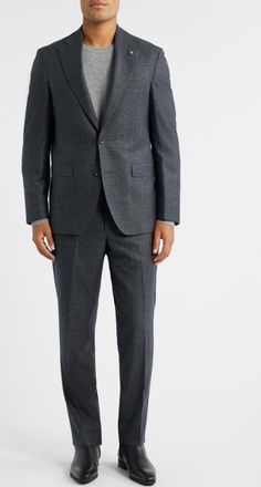 Jack Victor Montana Charcoal Grey Screen Weave Super 110s Wool Suit at Nordstrom, Size 48 Regular