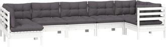 vidaXL Muebles De Jard&iacute;n 7 Pzas Con Cojines Blanco Madera De Pino Vidaxl