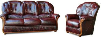 VENTE-UNIQUE.COM 100% piel 4 plazas granate 183x91cm