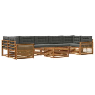 vidaXL Conjunto De Sof&aacute;s De Exterior 8 Uds. Natural Y Antracita Vidaxl