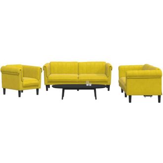 vidaXL Vidaxl - Juego De Sof&aacute;s 3 Piezas Terciopelo Amarillo