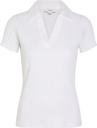 Vince Ribbed Cotton-blend Polo top - White - XL (UK16 / XL)