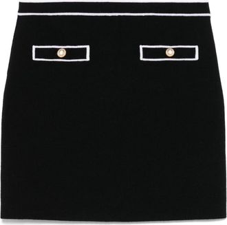 Alice & Olivia Zwarte rok met contrasterende bies - Dames - Korte rokken - Zwart - M - Rokken