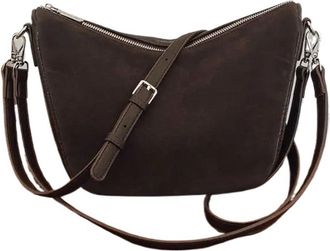 Generic Frosted Casual Crescent Bag Crossbody Large Capacity Dumpling Shoulder, Compatible For Daily Use(Coffee color)