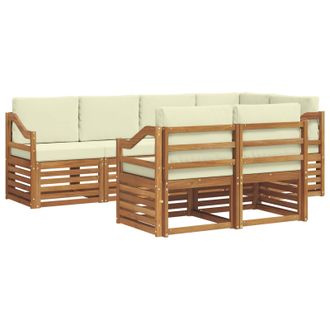 vidaXL Conjunto De Sof&aacute; Seccional Con Coj&iacute;n 7 Pcs Natural Y Crema Vidaxl