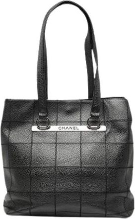Chanel Pre-owned Tote Bags, female, Black, Size: ONE SIZE Pre-owned Quilted Caviar Leather Tote