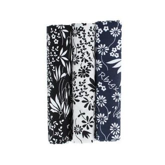 Trafalgar Store Ezraa Stately Floral 3 Pack Cotton Handkerchiefs in Black, White, Navy Blue at Nordstrom