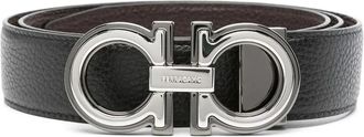 Ferragamo Omkeerbare leren riem met Gancini-gesp - Heren - Riemen - Zwart - 85 CM - Leer - Accessoires