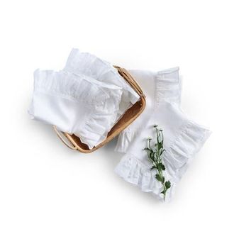 Solino Home Linen Dinner Napkins - Gabrielle Ruffle, 20 x 20 in White at Nordstrom, Size Large