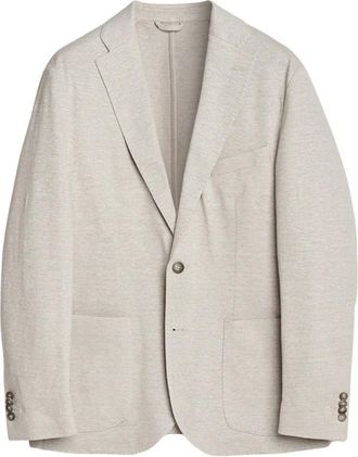 Eton Herringbone Linen Jersey Soft Jacket - male - Eton - Blazers - Beige - XL - Jackets
