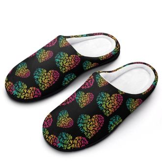 Generic Rainbow Weed1 Heart Funny Mens Slippers Cotton Warm House Shoes Memory Foam Sandals Print Size 7-14