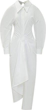 Givenchy White Solid Shirt Collar Maxi Dress