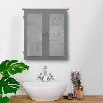 Teamson Home Connor Removable Two-Door Wall Cabinet with Adjustable Shelves, Gray
