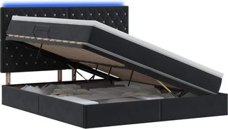 vidaXL Cama De Almacenamiento Led Con Colch&oacute;n Negro 160 X 200 Cm Vidaxl
