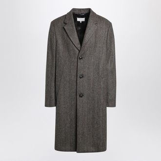 Maison Margiela Brown Single Breasted Herringbone Coat