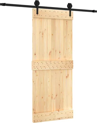 vidaXL Puerta Corredera Natural Y Negro 85 X 210 Cm Vidaxl