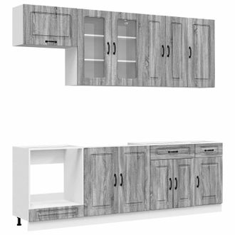 vidaXL Unidad De Cocina Kalmar 8 Uds. Sonoma Gris Madera De Ingenier&iacute;a Vidaxl