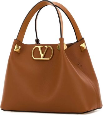 Valentino Garavani Womens Tote Shoulder Brown Calf Leather