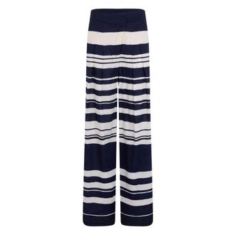 Veronica Beard Wide Trousers, female, Blue, Size: M Heron Crossover Waistband Extra Wide-Leg Pant