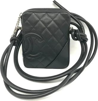 Chanel Pre-owned Cross Body Bags, female, Black, Size: ONE SIZE Pre-owned Leather shoulder-bags