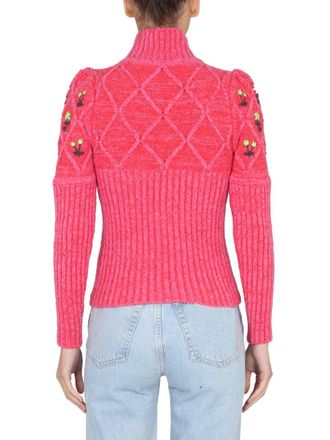 Cormio Floral Embroidery Sweater - Red
