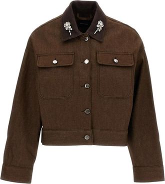 Simone Rocha Werkkleding Jas - Dames - Spijkerjassen - Bruin - 3XS - Katoen - Jassen