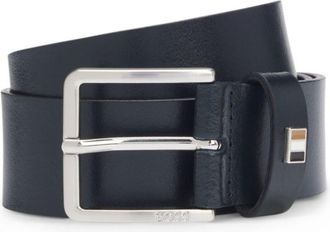BOSS Italian-leather belt with signature-stripe keeper