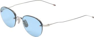 Thom Browne Titanium Semi-Rimless Oval Zonnebril - unisex - Zonnebrillen - Blauw - 52 MM - Accessoires