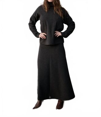Henriette Steffensen Fleece Long Flared Skirt In Chocolate