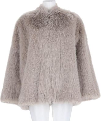 Leon & LouLou Paris Beige Plush Wide-Sleeve Faux Fur Jacket