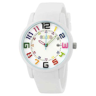 Crayo Festival White Dial White Silicone Unisex Watch CR2001