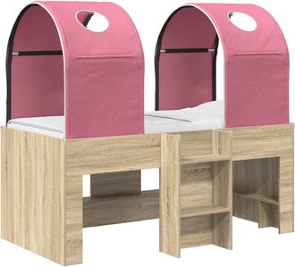 vidaXL Cama Con T&uacute;nel 3 Uds. Sonoma Y Rosa Madera De Ingenier&iacute;a Vidaxl