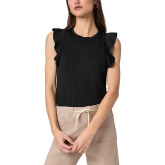 Paige Alaria Flutter Sleeve Top in Black at Nordstrom, Size Xx-Small