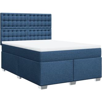 vidaXL Cama Box Spring Con Colch&oacute;n Tela Azul 160x200 Cm Vidaxl