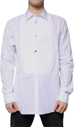 Dolce & Gabbana Gouden Dress Shirt - Heren - Zakelijke Overhemden - Wit - XS - Katoen - Overhemden