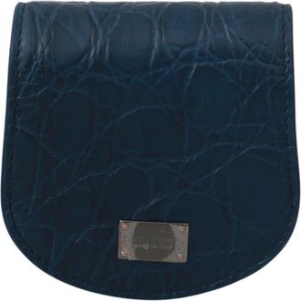 Dolce & Gabbana Blue Leather Holder Pocket Condoom Heren Case