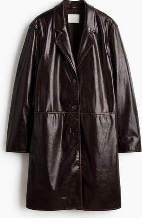 H&M Coated Coat in Dark Brown at Nordstrom, Size X-Small