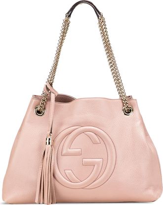 Gucci Pre-owned Womens Soho Chain Embossed Logo Tote - Coral Leather - One Size