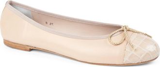 Paul Mayer Attitudes Best Cap Toe Ballet Flat in Beige/Crocodile at Nordstrom, Size 8.5