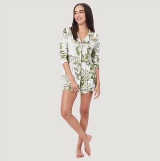 The Cats Pajamas Pima Knit Long Sleeved Short Set in Woodside at Nordstrom, Size X-Large