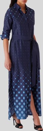 Casablanca Gradient Silk Shirt Dress In Blue
