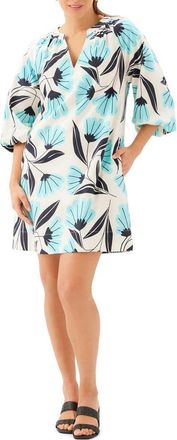 Karen Kane Puff Sleeve Cotton Peasant Minidress in Print at Nordstrom, Size X-Large P