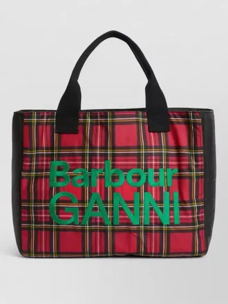Barbour ganni waxed cotton tote plaid bag