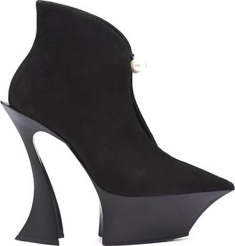 MUGLER Stijlvolle Enkellaarsjes - Dames - Laarzen met Hak - Zwart - 40 EU - Schoenen